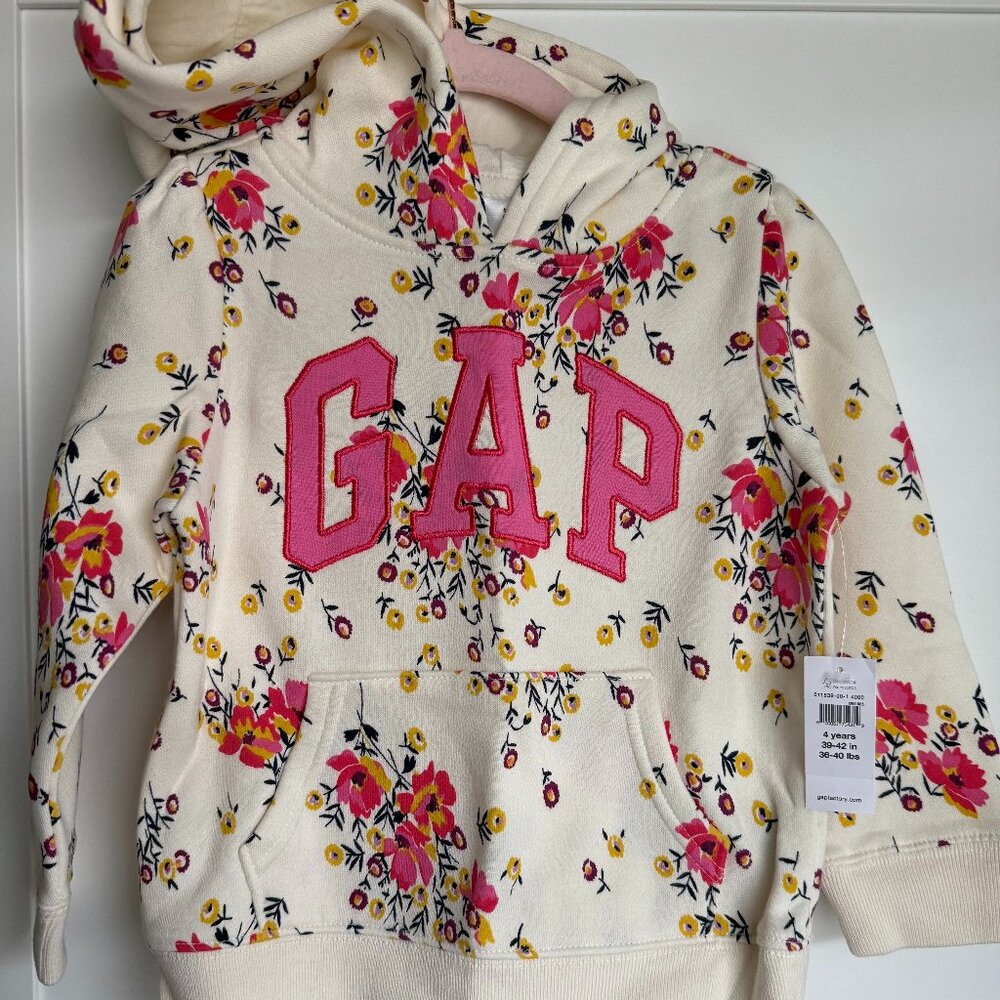 NWT Floral GAP Fleece-lined Hoodie Size 4 years